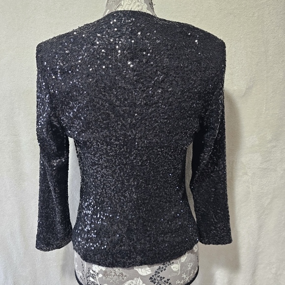 NWT Black Express Sequin 3/4 Sleeve Singke Button Blazer S - Picture 6 of 7